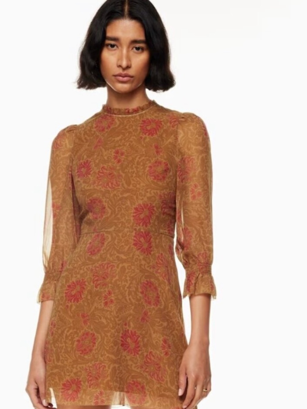 WILFRED Aritzia Swept Dress Maplewood Rich Chestnut 4